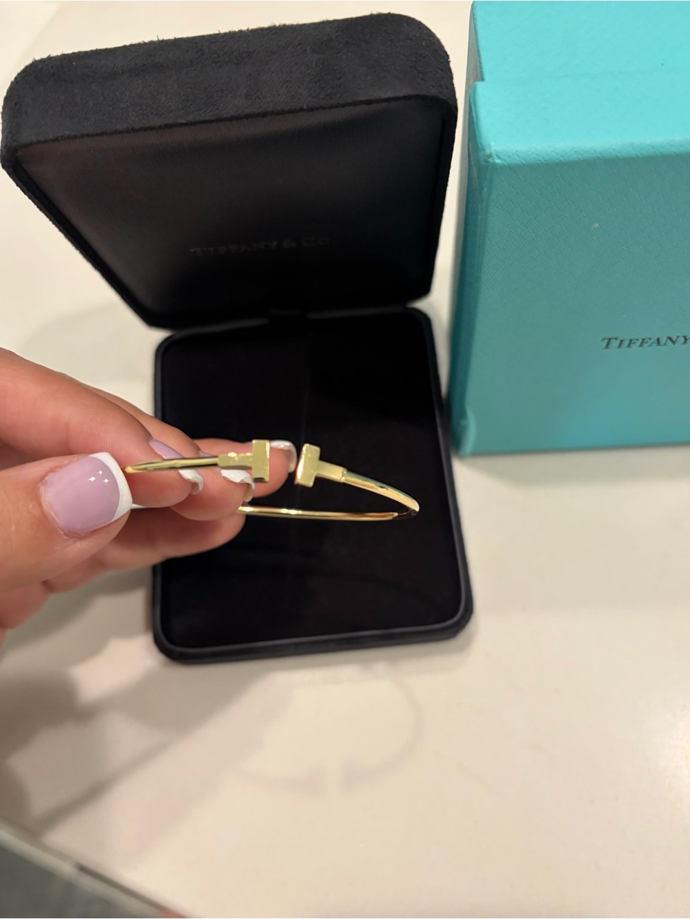 Tiffany & Co. Yellow Gold T Wire Cuff Bracelet (Medium) 18k Yellow Gold - Picture 5 of 9